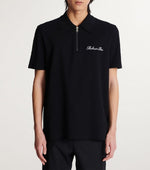 Zip-Neck Embroidered Polo Shirt