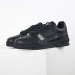 LV Black Leather Studded Low-Top Sneakers