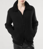 Cashmere Collared Jacket with Fleece Trim