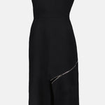 Square-Neck Midi Dress with Zip Detail