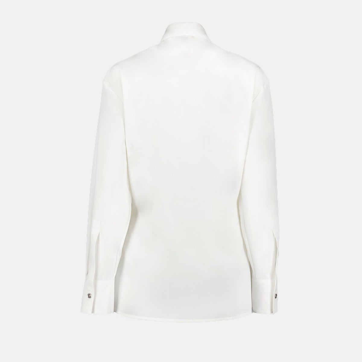 White Silk Button-Up Shirt