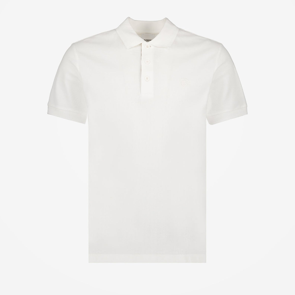 White Polo with Check Placket Detail