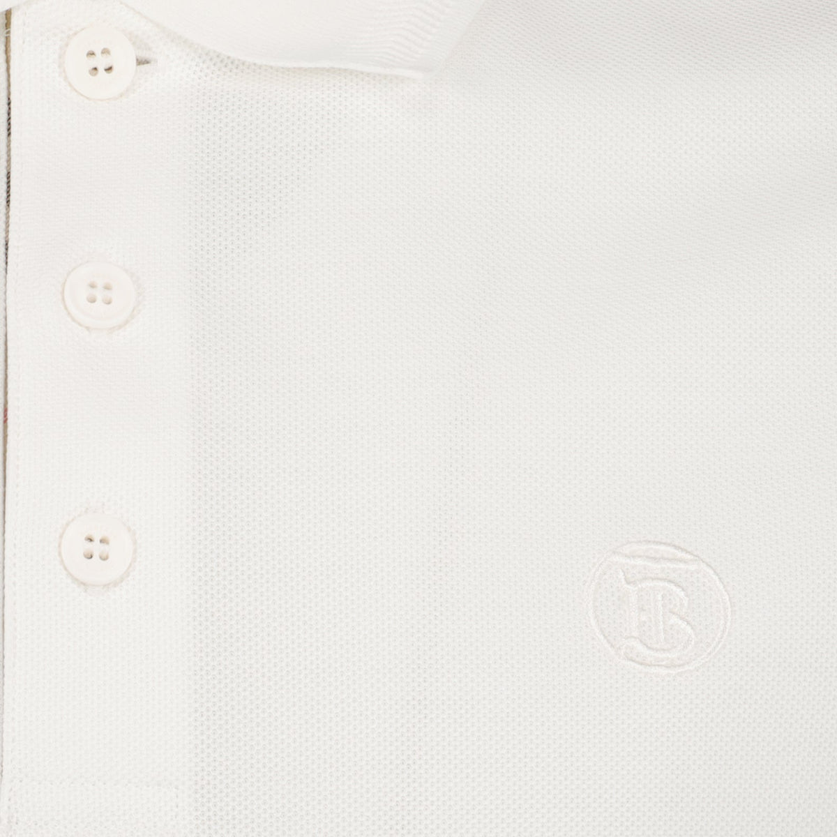 White Polo with Check Placket Detail