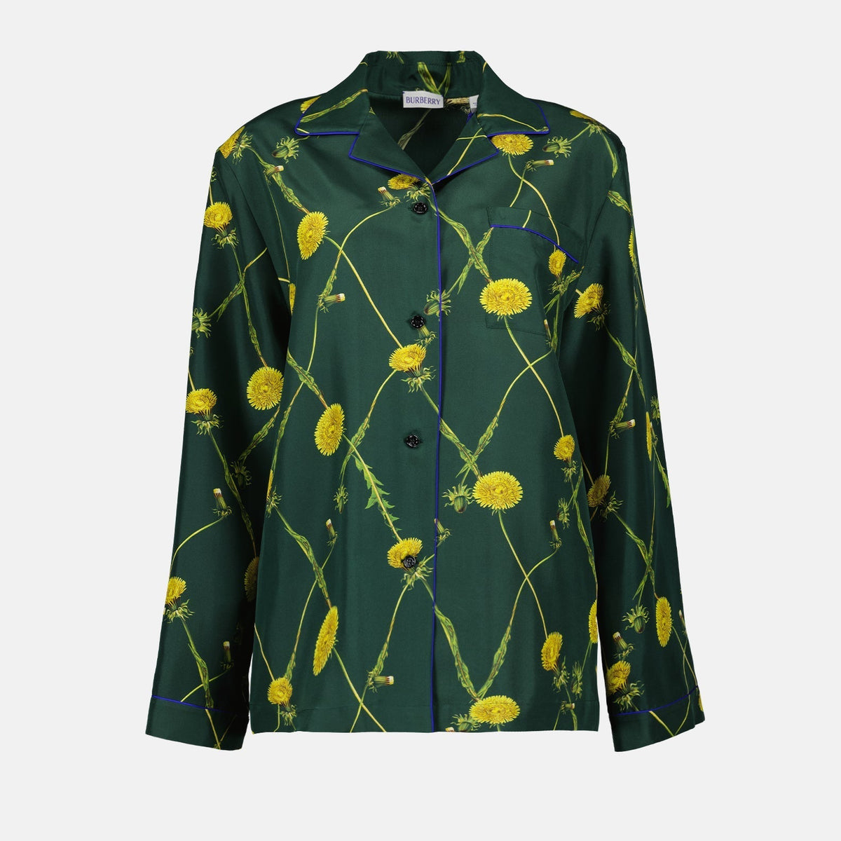 Floral Print Silk Pajama Shirt