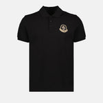 Moncler Black Polo Shirt with Statement Embroidered Logo