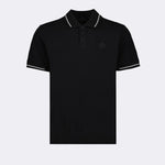 Moncler Black Polo Shirt with Tonal Logo and Contrast Trim