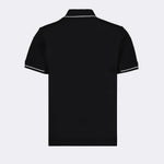 Moncler Black Polo Shirt with Tonal Logo and Contrast Trim
