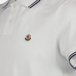 Moncler White Polo Shirt with Contrast Navy Trim