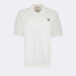 White Polo Shirt with Subtle Stripe Collar