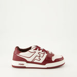 Burgundy & White Leather Sneakers