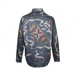 Crown & Ribbon "Pont Neuf" Print Silk-Finish Shirt