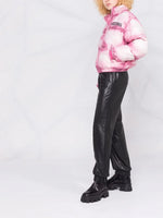 Pink Painterly Print Puffer Jacket