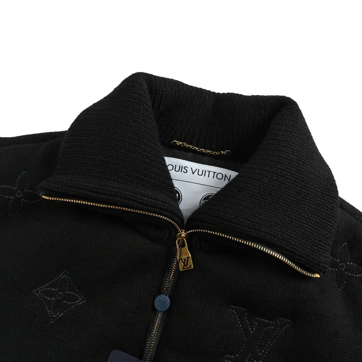 Monogram Outline Embroidered Knit Zip Jacket