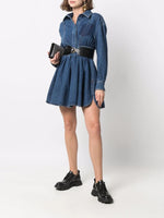 Structured Denim Fit-and-Flare Dress
