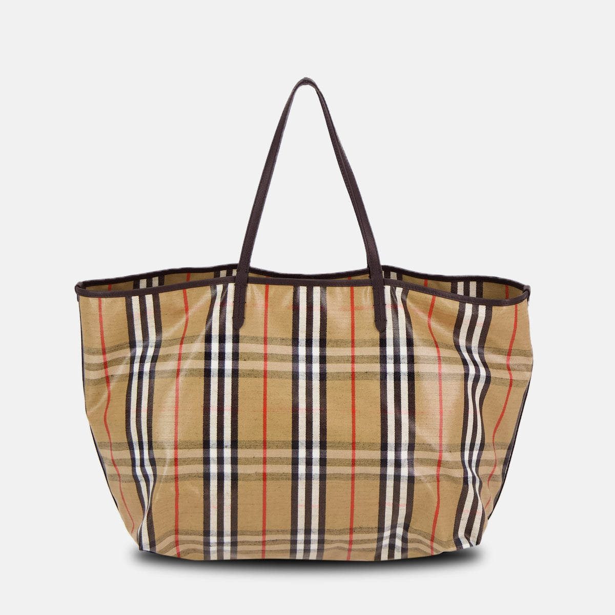 Check Coated Canvas Tote Bag