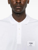 Fendi White Polo Shirt with Logo Patch Detail