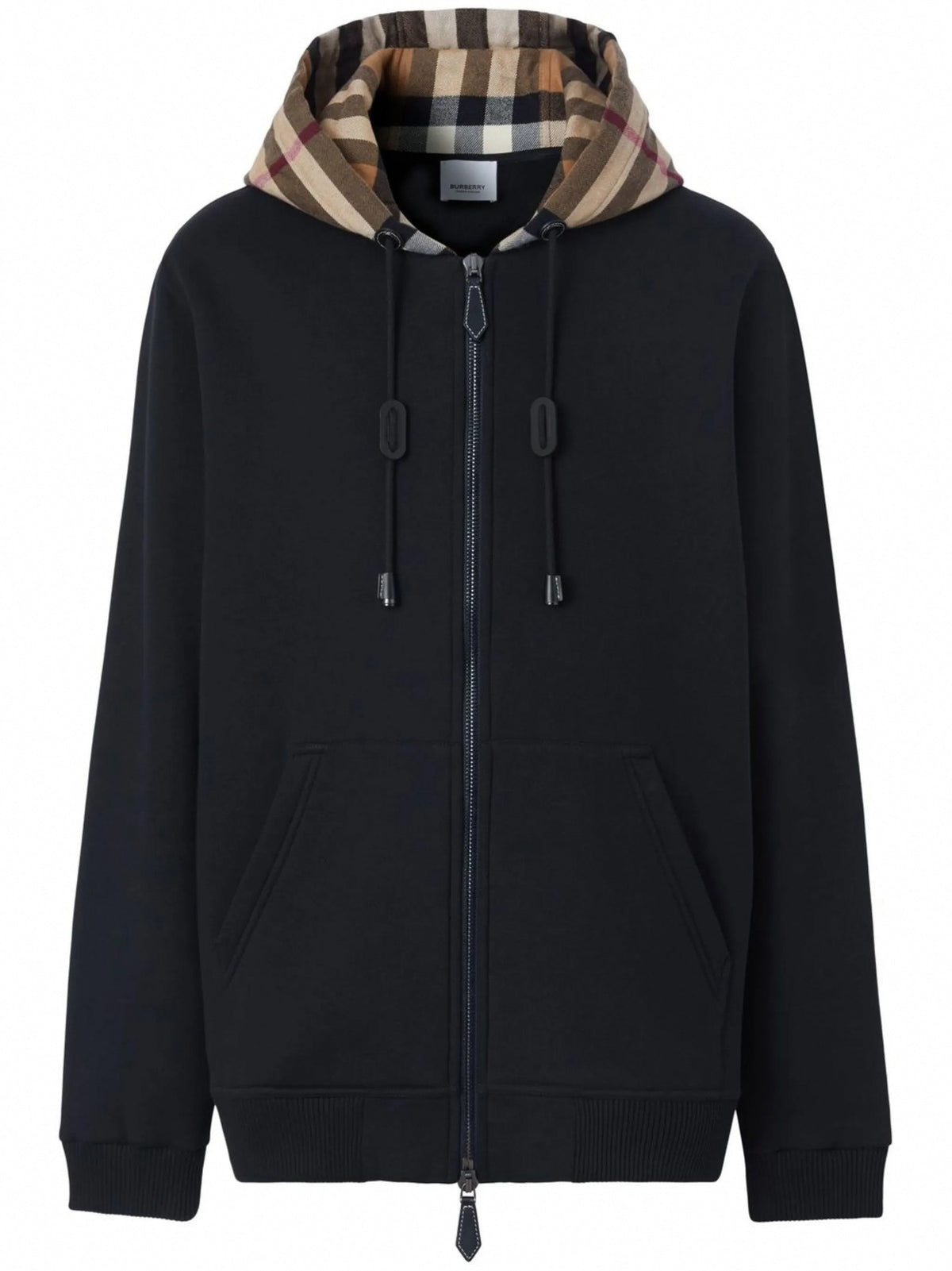 Check-Pattern Hooded Zip-Up Sweatshirt