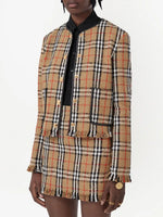 Vintage Check Tweed Fringe Jacket
