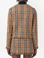 Vintage Check Tweed Fringe Jacket
