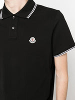 Moncler Black Polo Shirt with Signature Contrast Trim