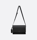 Minimal CD Logo Leather Messenger Bag (Black)