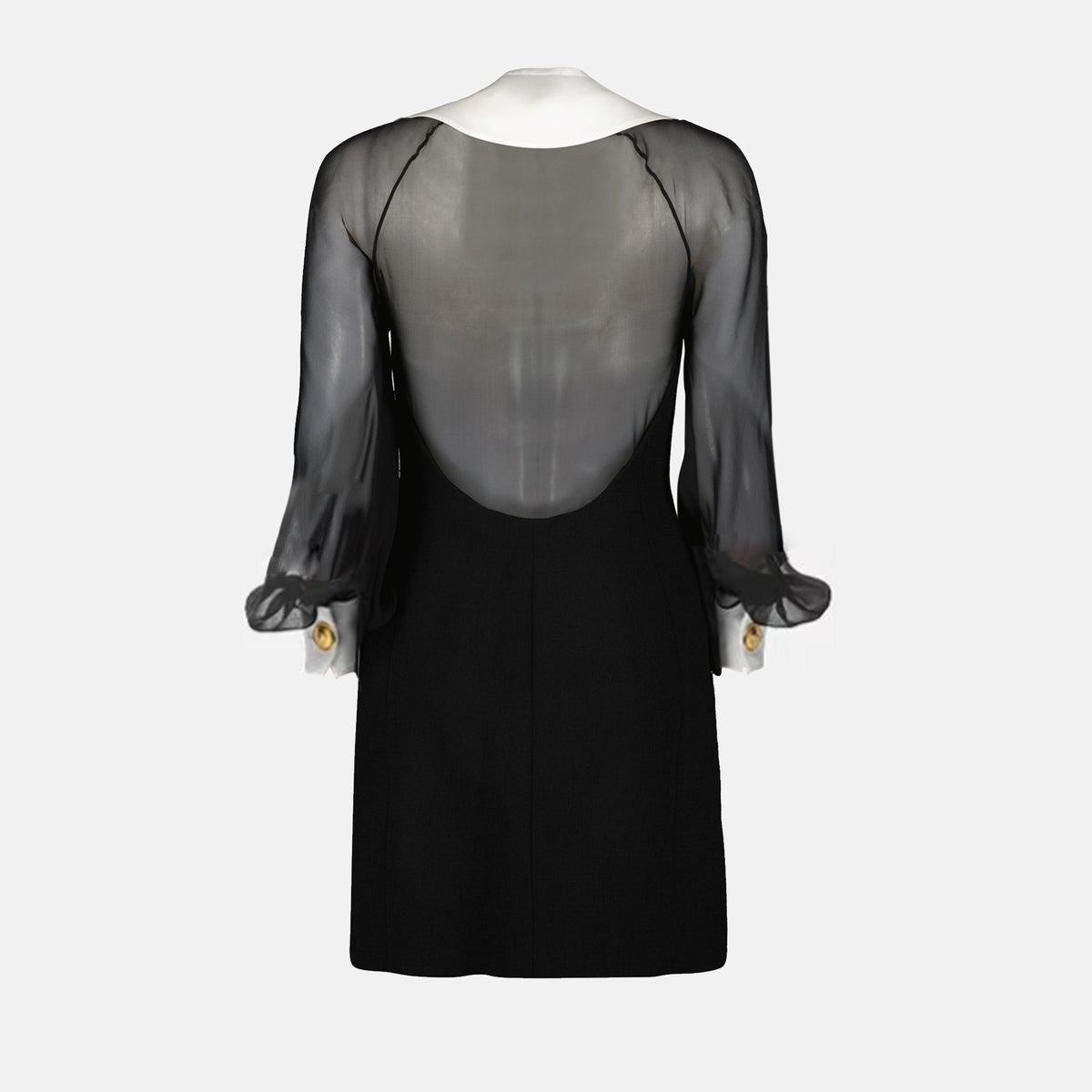 Sheer Sleeve Corset Mini Dress with Contrast Collar