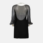 Sheer Sleeve Corset Mini Dress with Contrast Collar