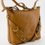 Tan Leather Shoulder Bag with Strap Detail
