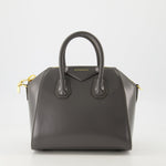 Grey Leather Antigona Mini Top Handle Bag