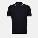 Navy Polo Shirt with Contrast Stripe Trim