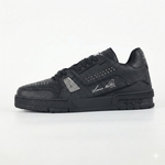 LV Black Leather Studded Low-Top Sneakers
