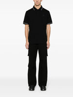 Moncler Black Polo Shirt with Tonal Logo and Contrast Trim