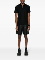 Black Polo with Check Placket Detail