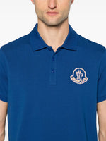 Moncler Blue Polo Shirt with Statement Logo