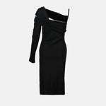 Asymmetric Draped One-Shoulder Midi Dress