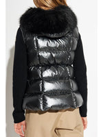 Glossy Fur-Trim Quilted Puffer Vest