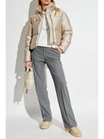 Beige High-Neck Puffer Jacket