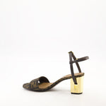 Jacquard Sandals with Metallic Heel