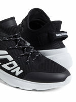 Embossed-Logo Knit Sneakers
