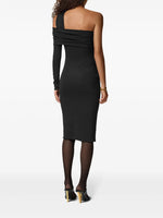 Asymmetric Draped One-Shoulder Midi Dress