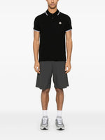 Black Polo Shirt with Contrast Stripe Trim