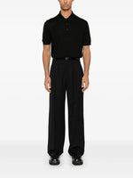Prada Black Silk Knit Polo Shirt with Minimalist Finish