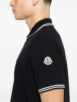Navy Polo Shirt with Contrast Stripe Trim