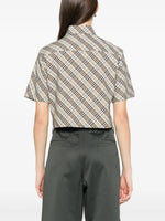Cropped Short Sleeve Shirt-Ice Blue