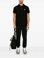 Black Polo Shirt with Signature Button Detail