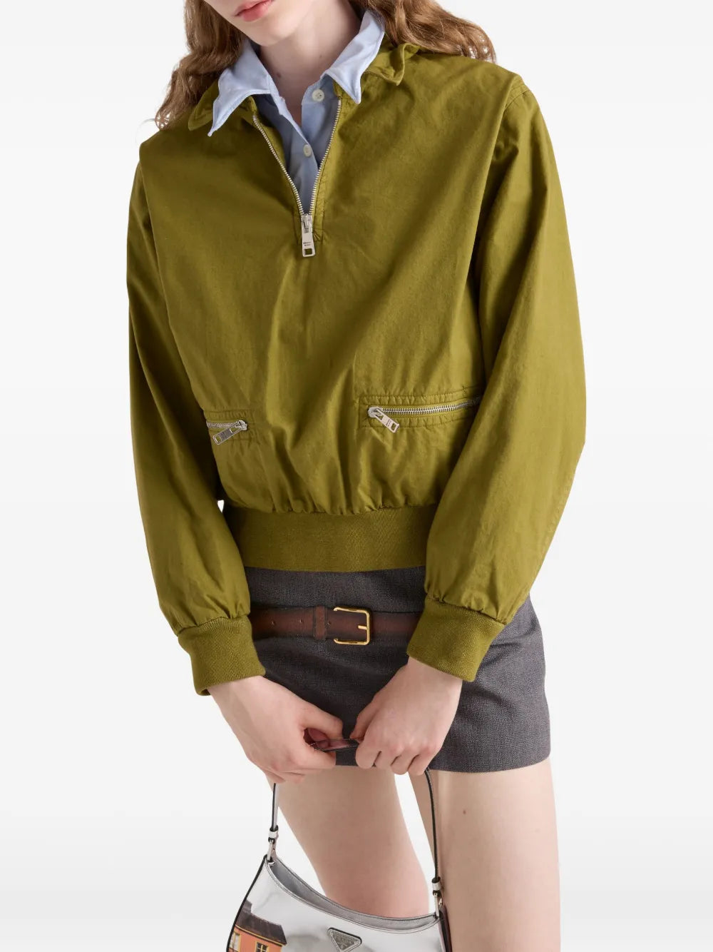 Cropped Zip-Detail Utility Jacket