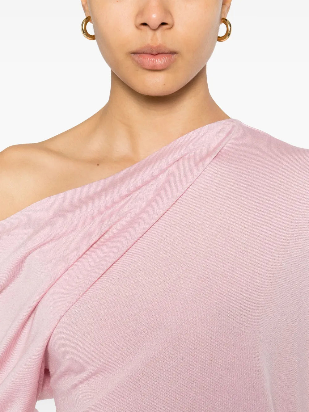Draped Collar Wool Sweater