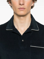 Navy Towelling Polo with Contrast Trim