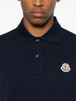 Navy Polo with Striped Sleeve Detail