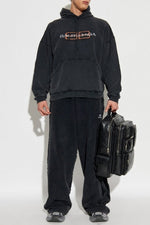 Black Vintage Logo Oversized Hoodie